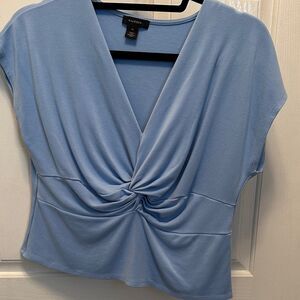 Halogen Sky Blue Twist Front Blouse